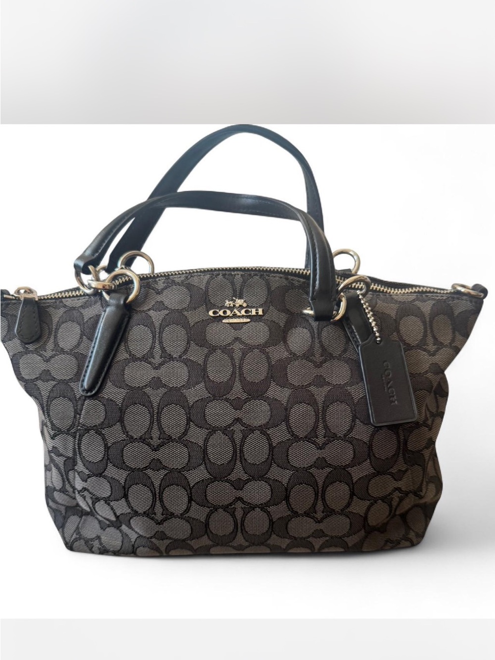 Coach Black and Gray Signature Jacquard Tote
